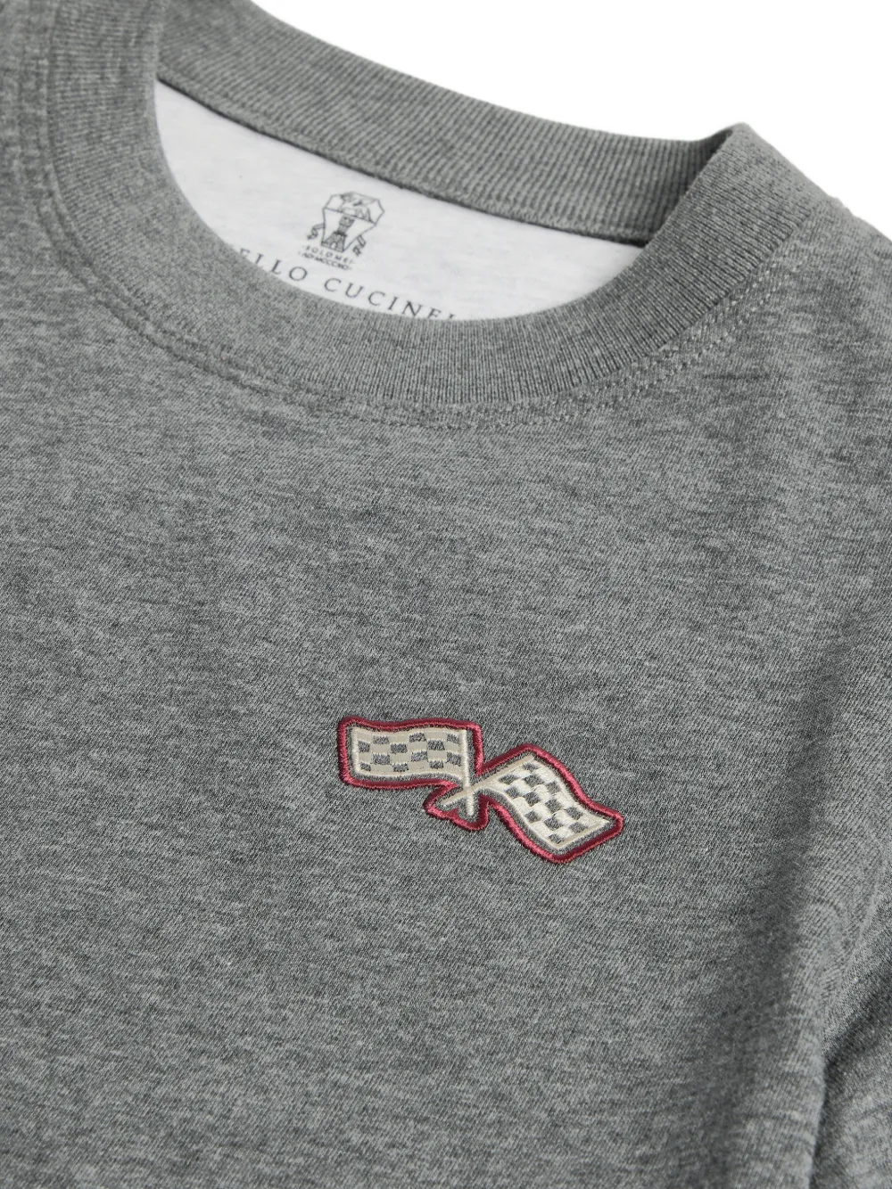 Brunello Cucinelli Kids embroidered long-sleeve T-shirt Grijs