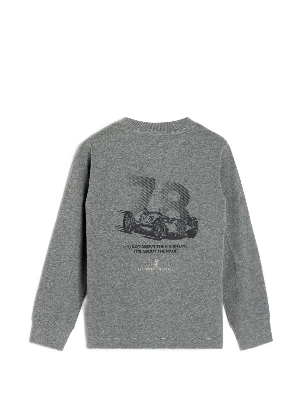 Brunello Cucinelli Kids embroidered long-sleeve T-shirt Grijs