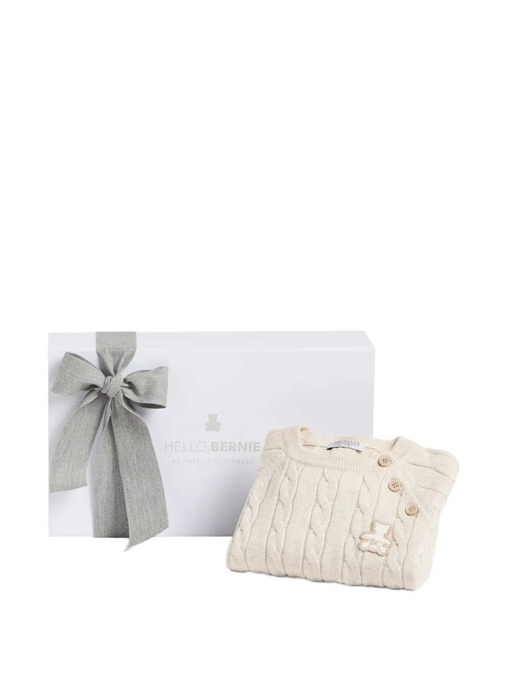 Brunello Cucinelli Kids Kabelgebreide Bernie trui Beige