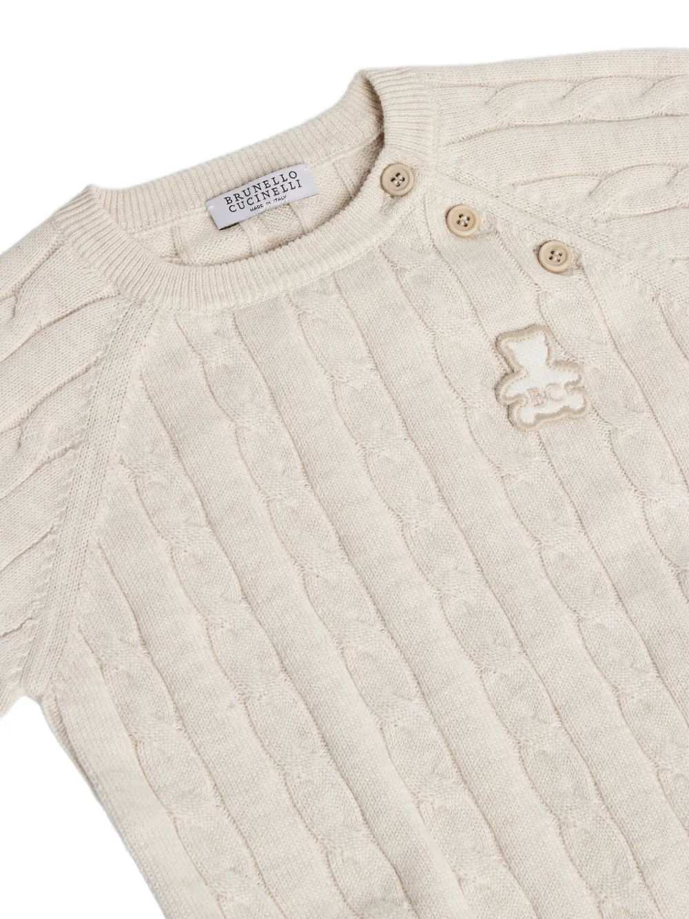 Brunello Cucinelli Kids Kabelgebreide Bernie trui Beige