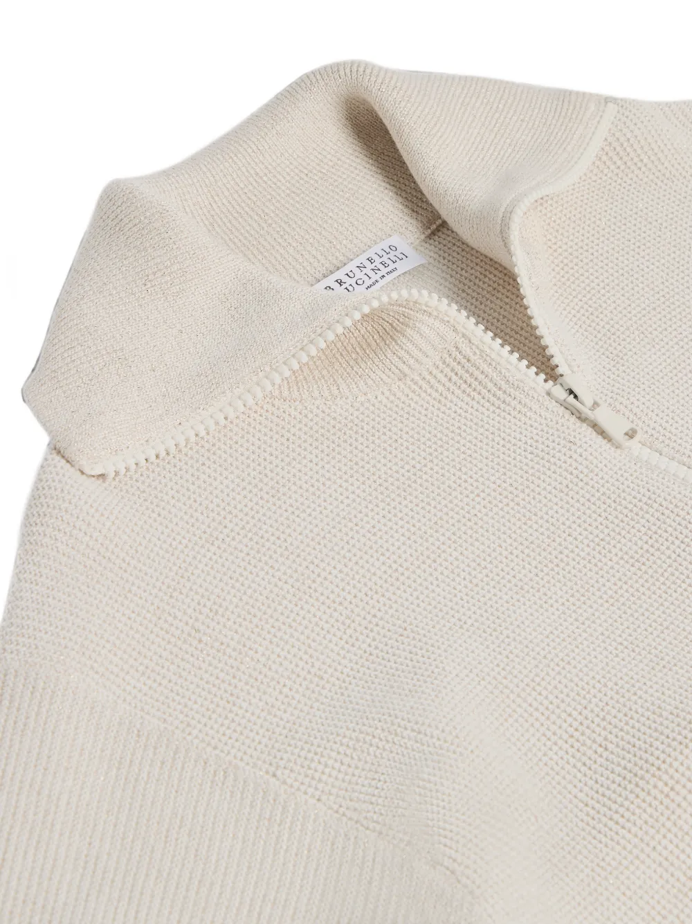 Brunello Cucinelli Kids Katoenen geribbeld vest met rits Beige