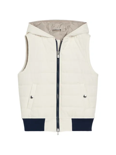 Brunello Cucinelli Kids stretch bonded nylon hooded vest with Thermore padding