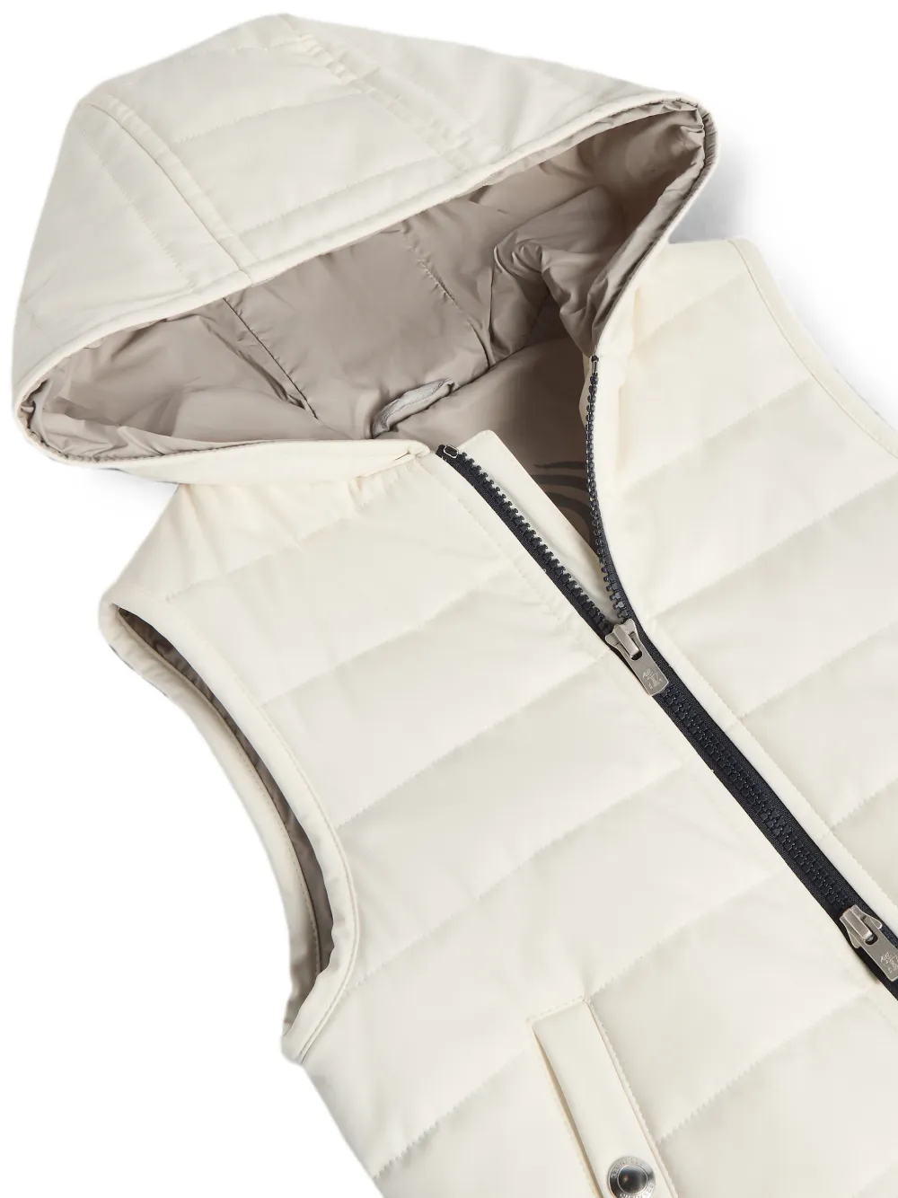 Brunello Cucinelli Kids Nylon jack met capuchon en Thermore voering Beige