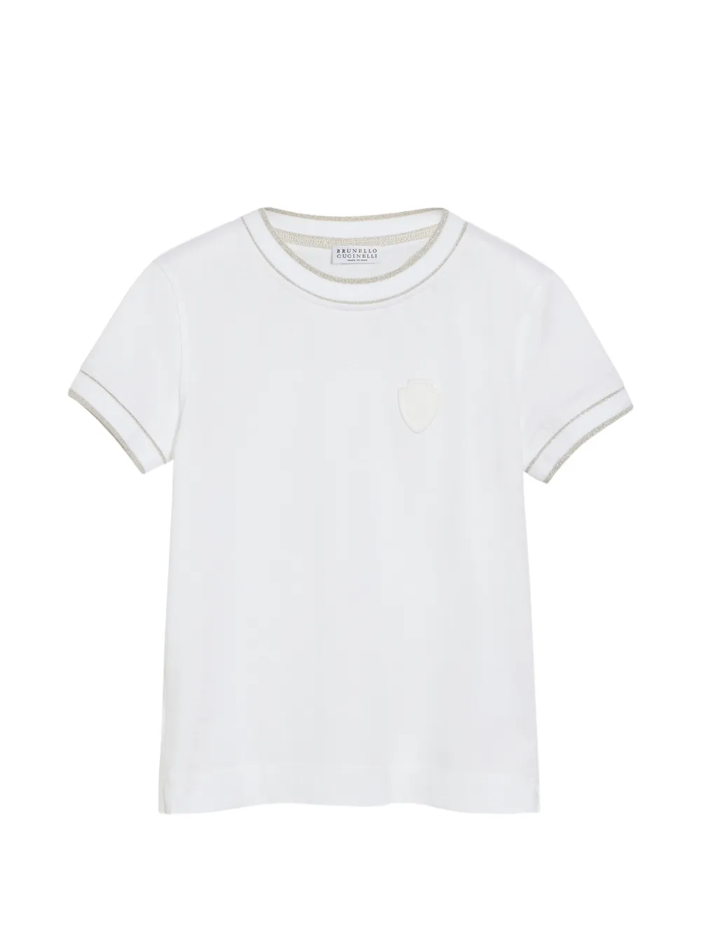 Brunello Cucinelli Kids T-shirt in jersey di cotone con logo - Bianco