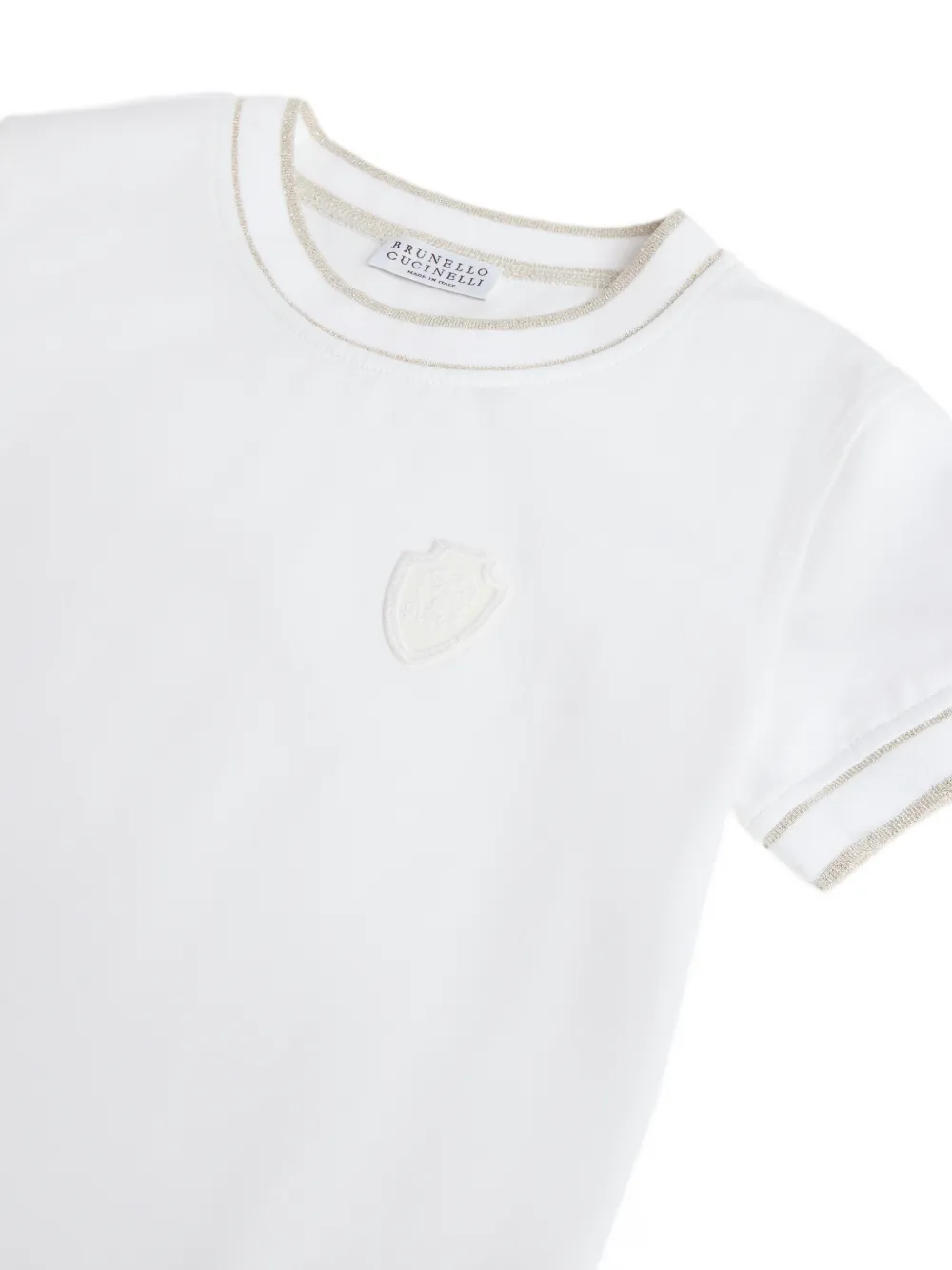 Brunello Cucinelli Kids Jersey katoenen T-shirt met logo Wit
