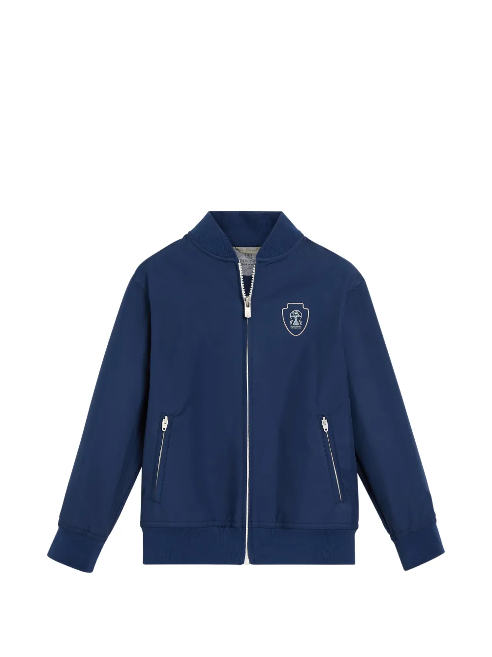 Brunello Cucinelli Kids logo-patch nylon sweatshirt - Blau