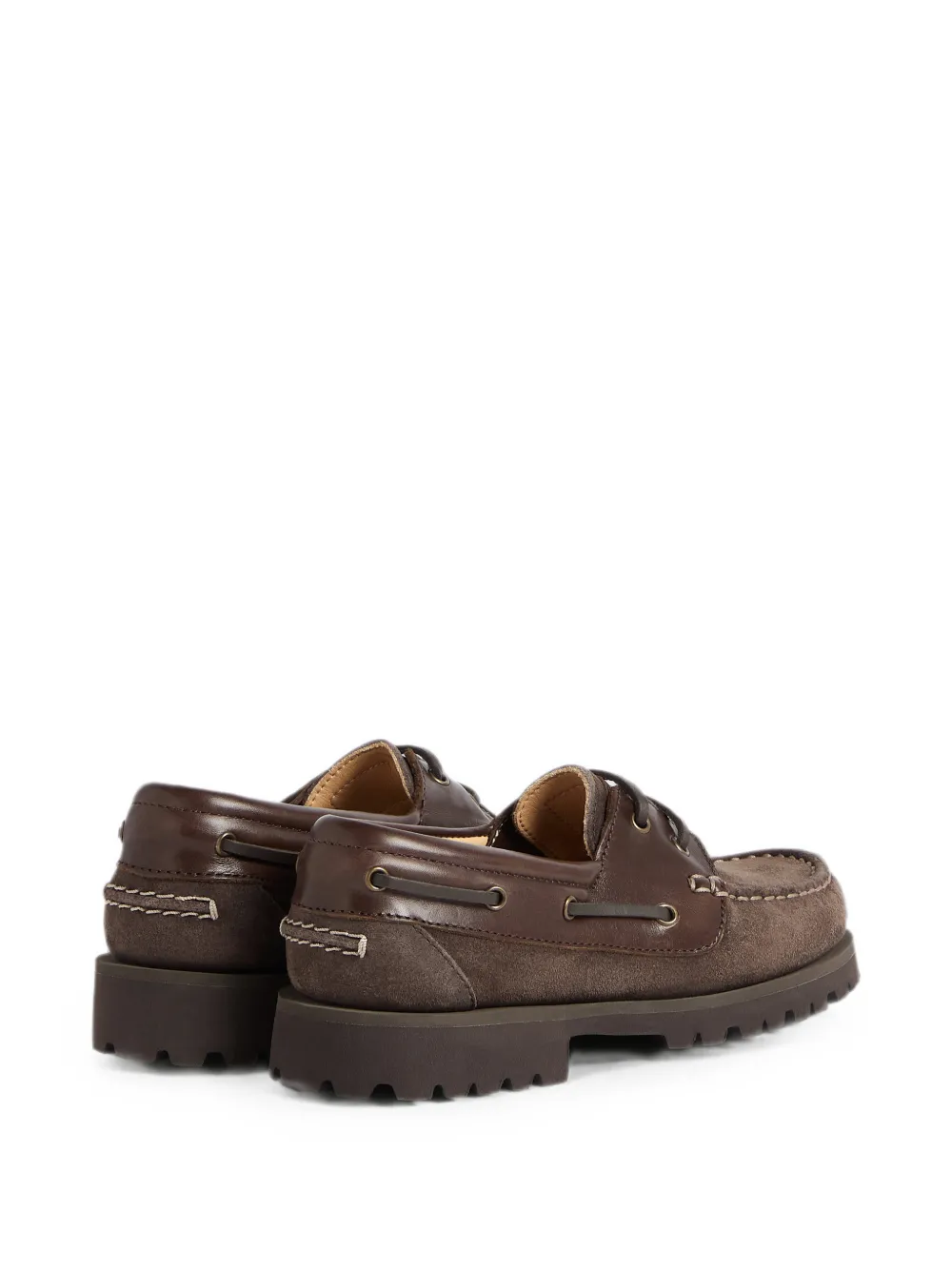 Brunello Cucinelli Kids Suède en kalfsleren bootschoenen Bruin