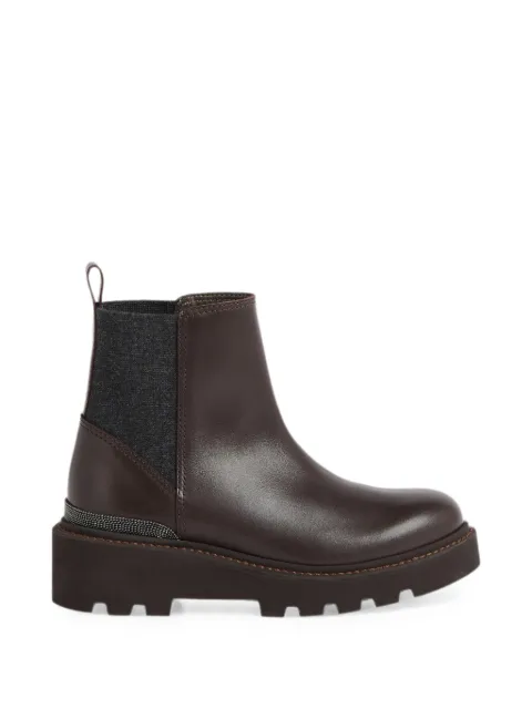 Brunello Cucinelli Kids botas Chelsea de lana virgen stretch y piel de becerro mate con detalle Monili
