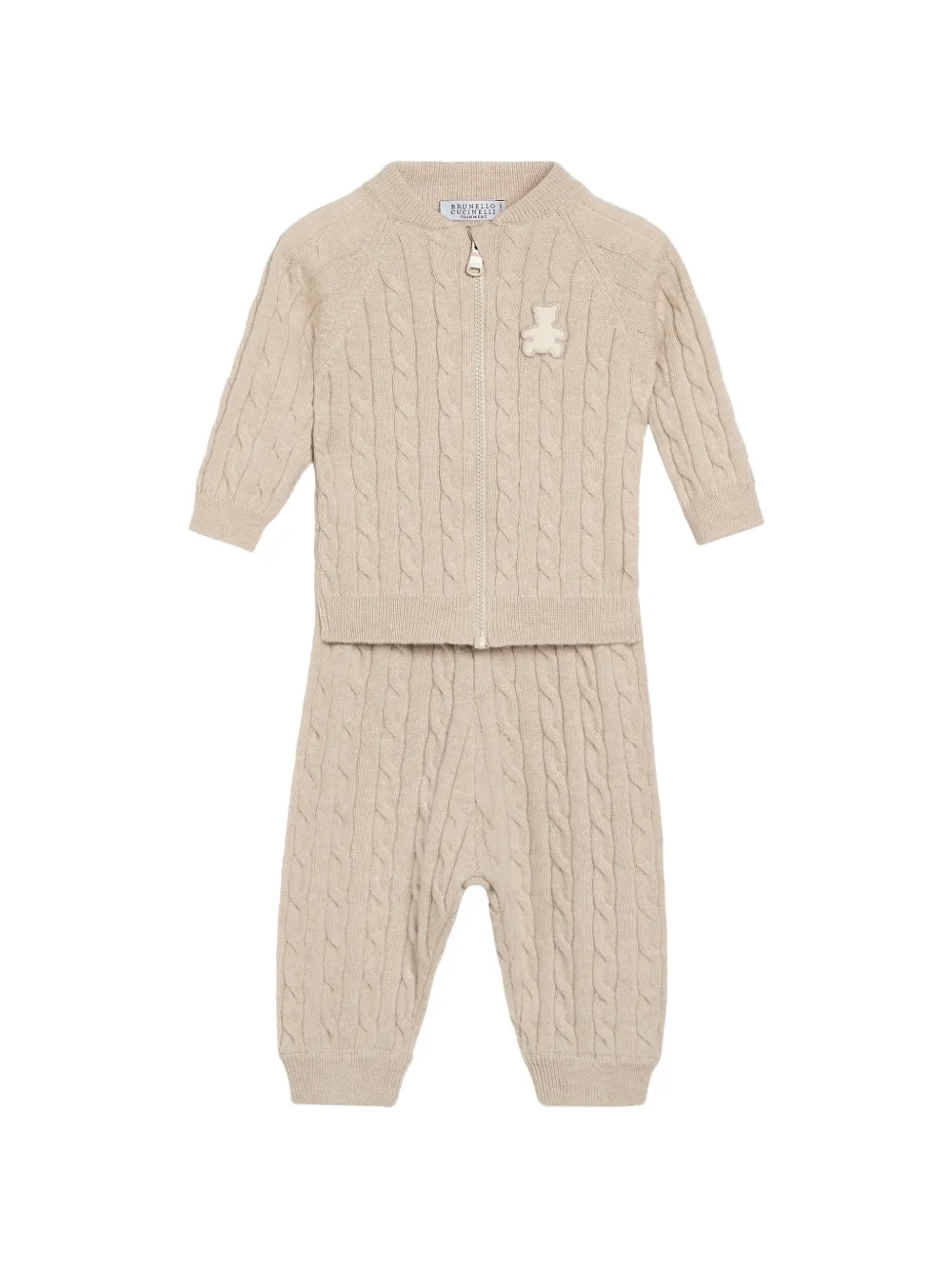 Brunello Cucinelli Kids Bernie cable-knit cashmere set - Nude