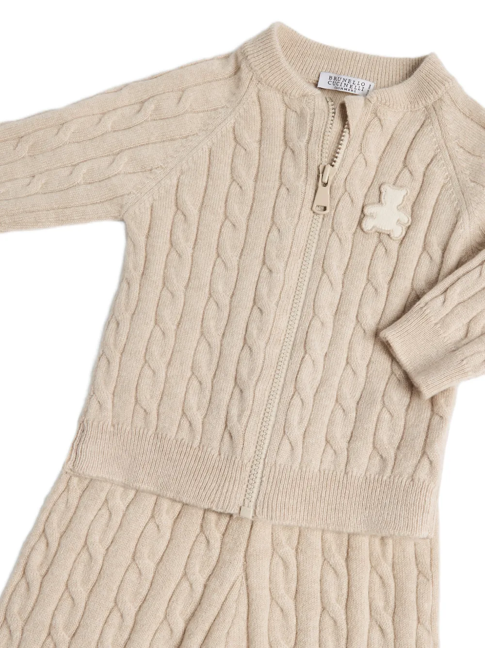 Brunello Cucinelli Kids Bernie kabelgebreide kasjmier set Beige