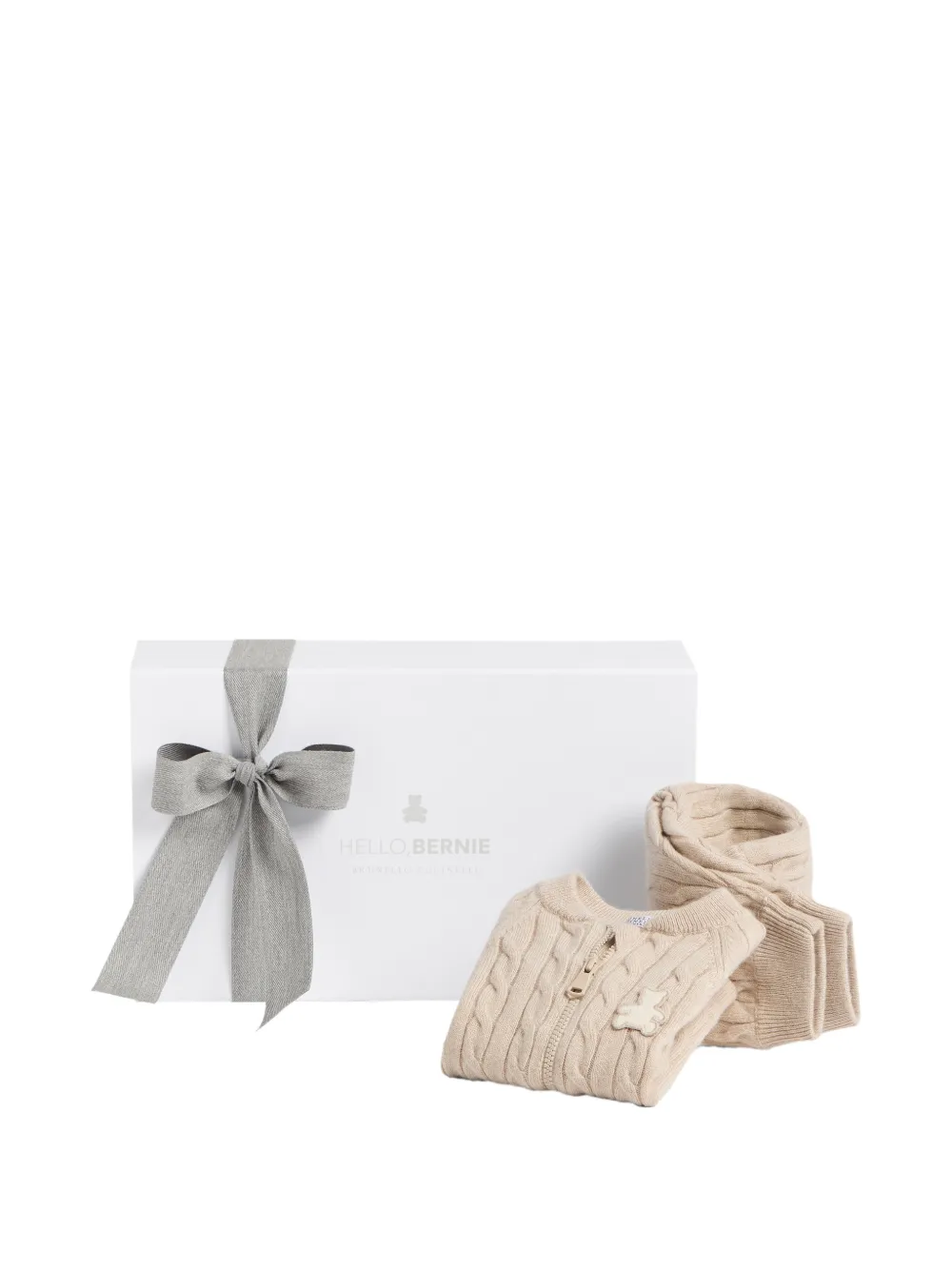 Brunello Cucinelli Kids Bernie kabelgebreide kasjmier set Beige
