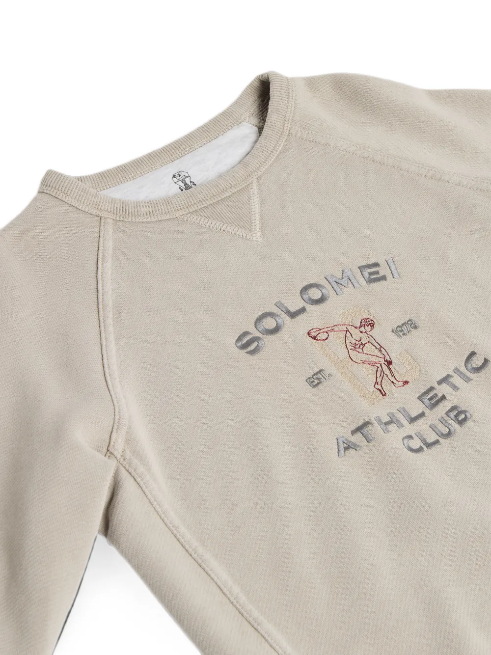 Brunello Cucinelli Kids Katoenen badstof sweater met textuur en borduurwerk Beige