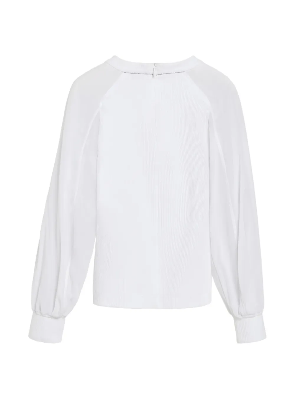 Brunello Cucinelli Kids Stretch-katoenen geribbelde jersey top met Monili-verfraaiing Wit