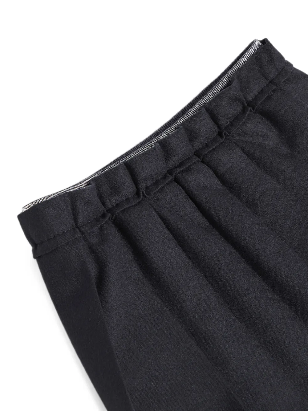 Brunello Cucinelli Kids Flanellen mini-rok van scheerwol met plooien Zwart