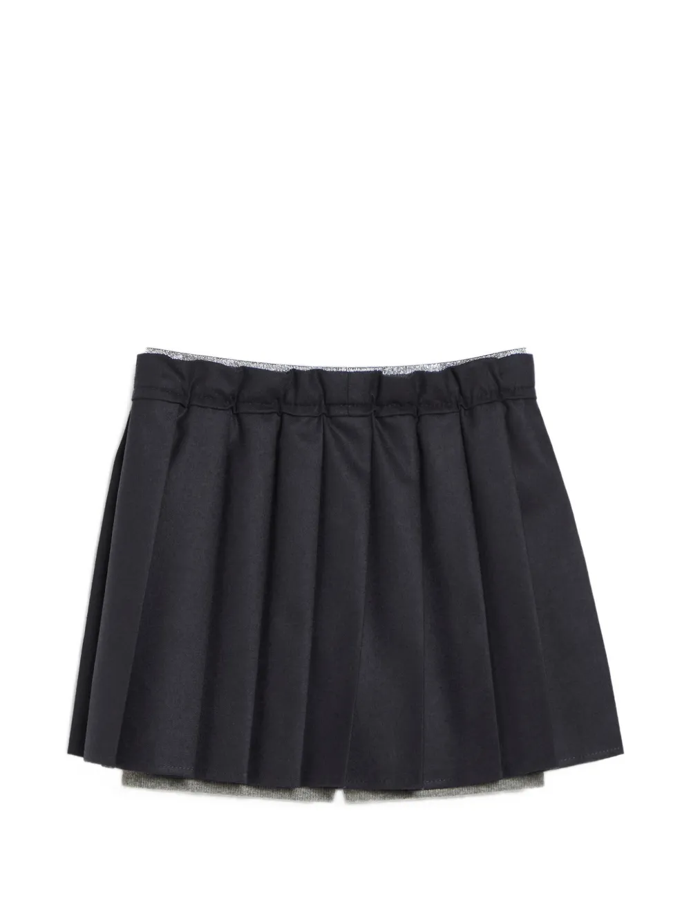 Brunello Cucinelli Kids Flanellen mini-rok van scheerwol met plooien Zwart
