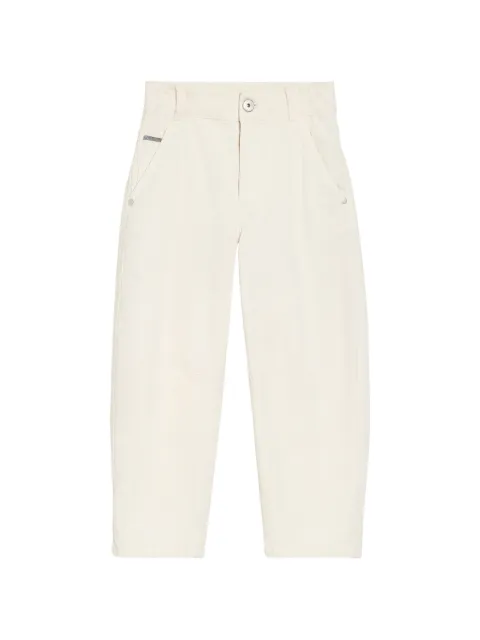 Brunello Cucinelli Kids dyed soft denim curved trousers with Monili