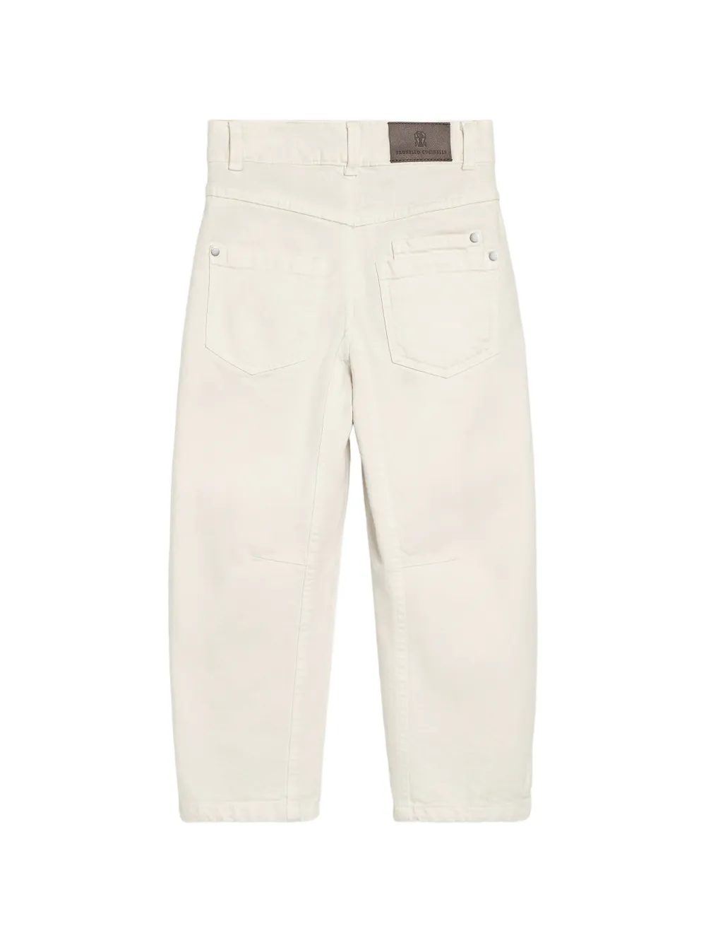 Brunello Cucinelli Kids Denim gewelfde broek met Monili-verfraaiing Beige