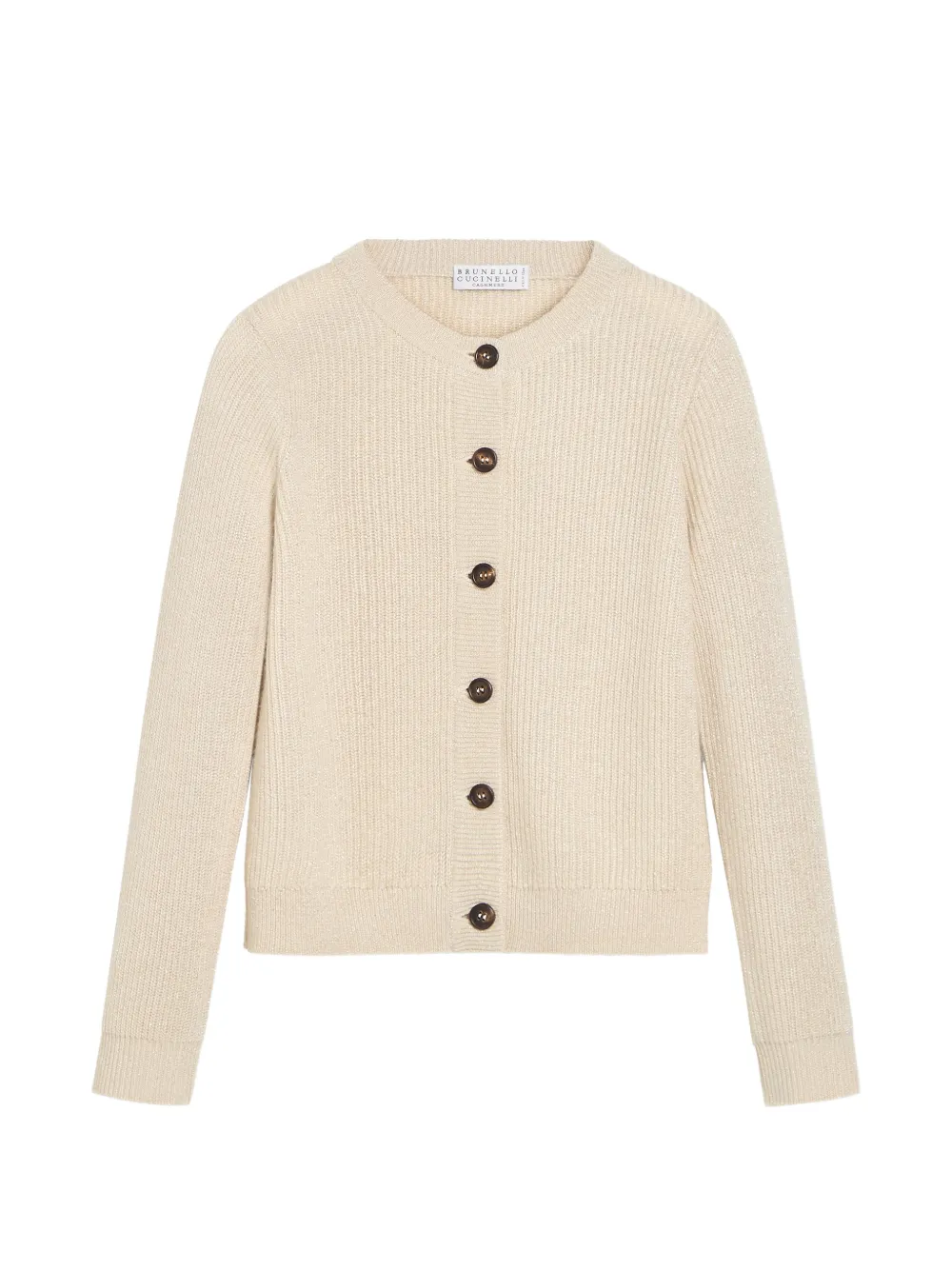 Brunello Cucinelli Kids Cardigan in cashmere a mezza costa inglese con dettagli brillanti - Toni neutri