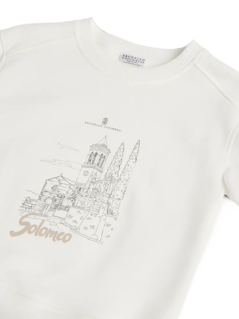 Brunello Cucinelli Kids Badstof katoenen sweater met print Beige