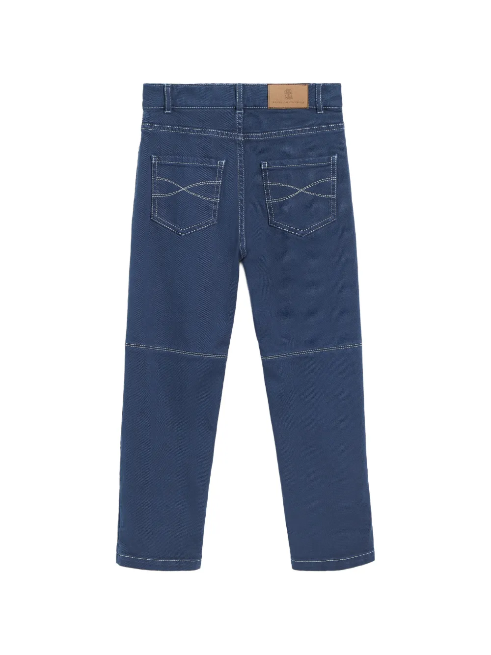 Brunello Cucinelli Kids Lichtgewicht denim broek met contrasterende stiksels Blauw