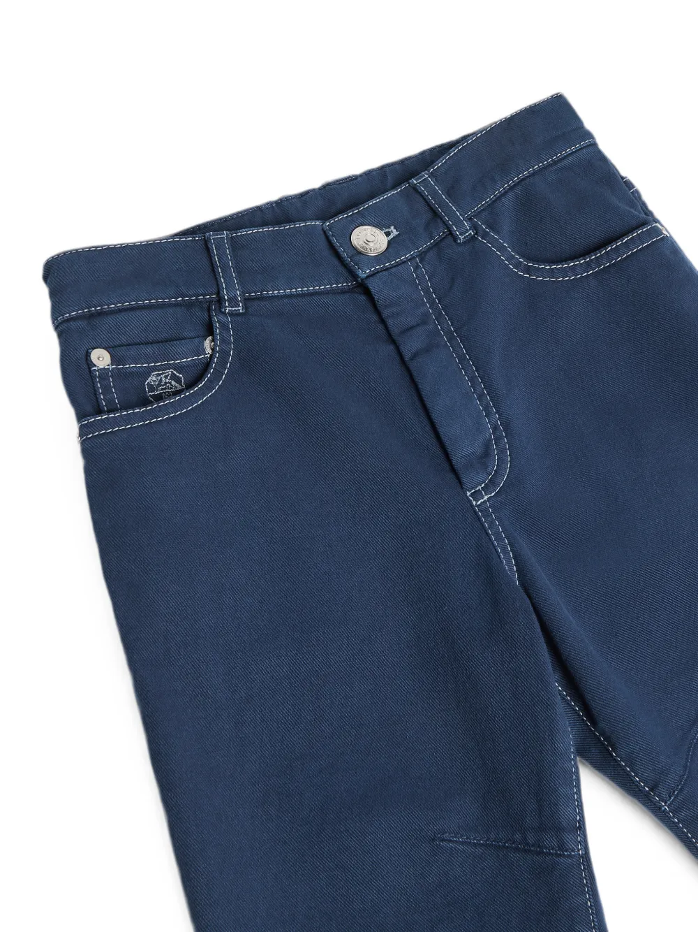 Brunello Cucinelli Kids Lichtgewicht denim broek met contrasterende stiksels Blauw