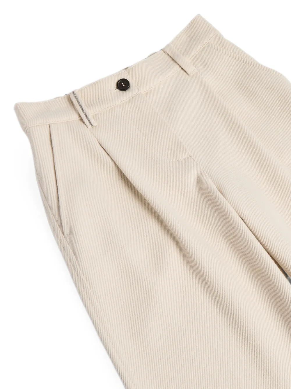 Brunello Cucinelli Kids Katoenen en wollen broek met Monili-verfraaiing Beige