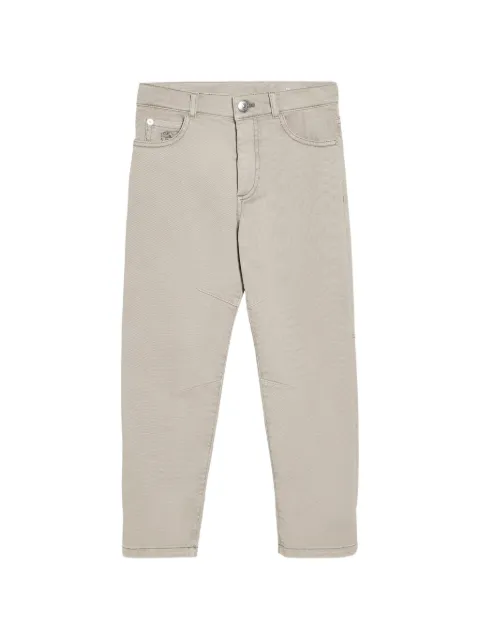 Brunello Cucinelli Kids dyed comfort lightweight denim trousers with contrast stitching