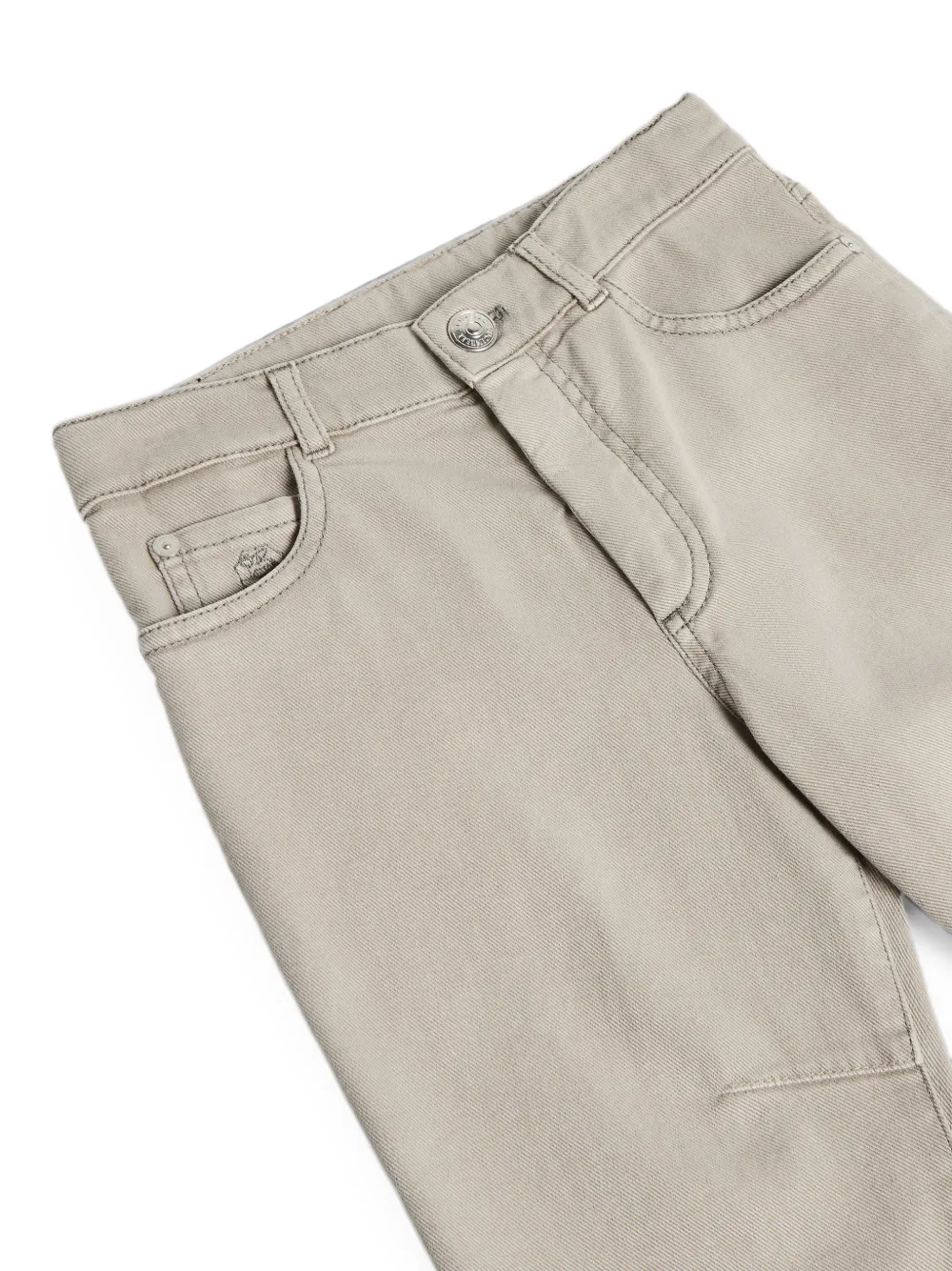 Brunello Cucinelli Kids Lichtgewicht denim broek met contrasterende stiksels Beige
