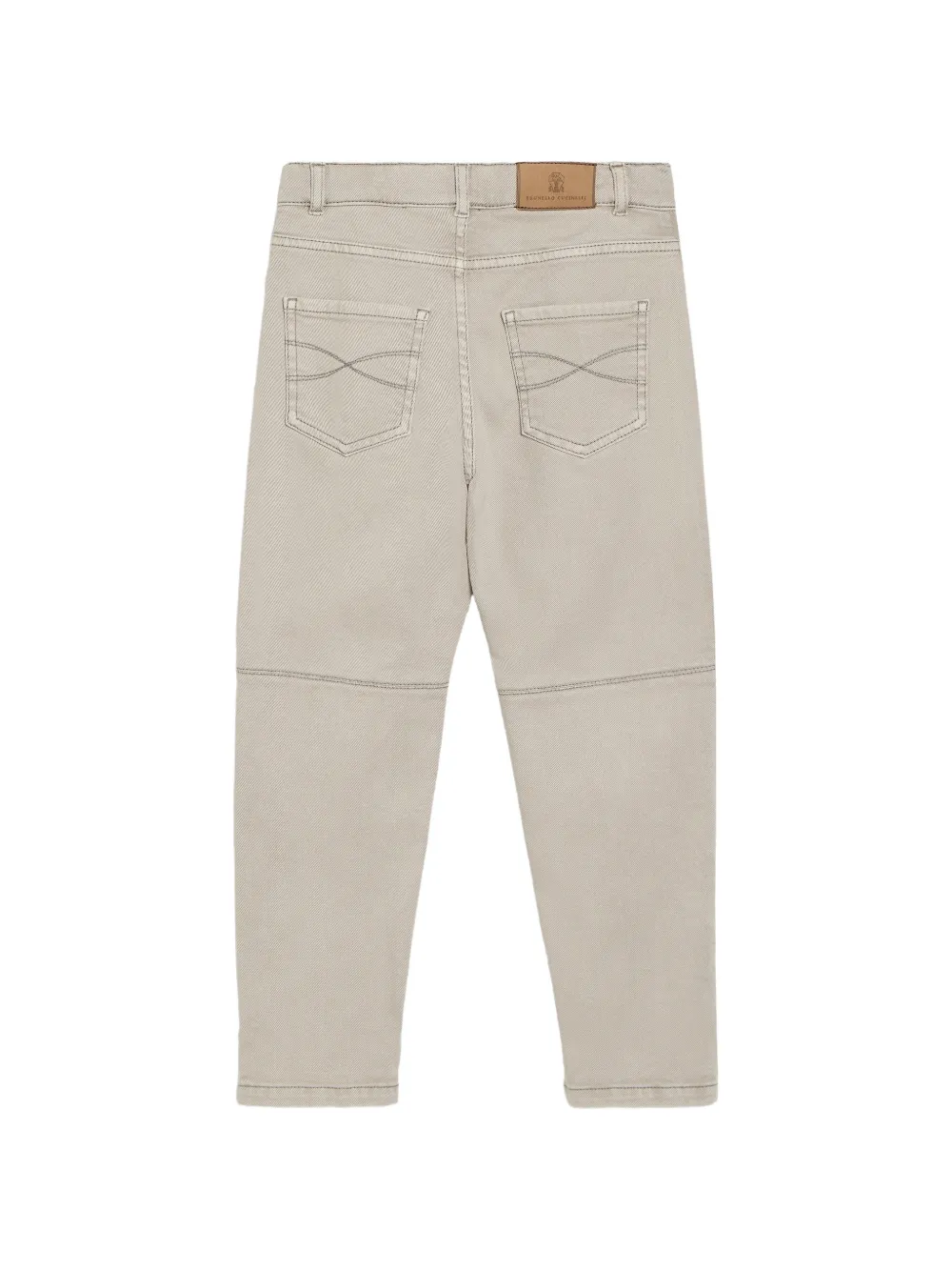Brunello Cucinelli Kids Lichtgewicht denim broek met contrasterende stiksels Beige