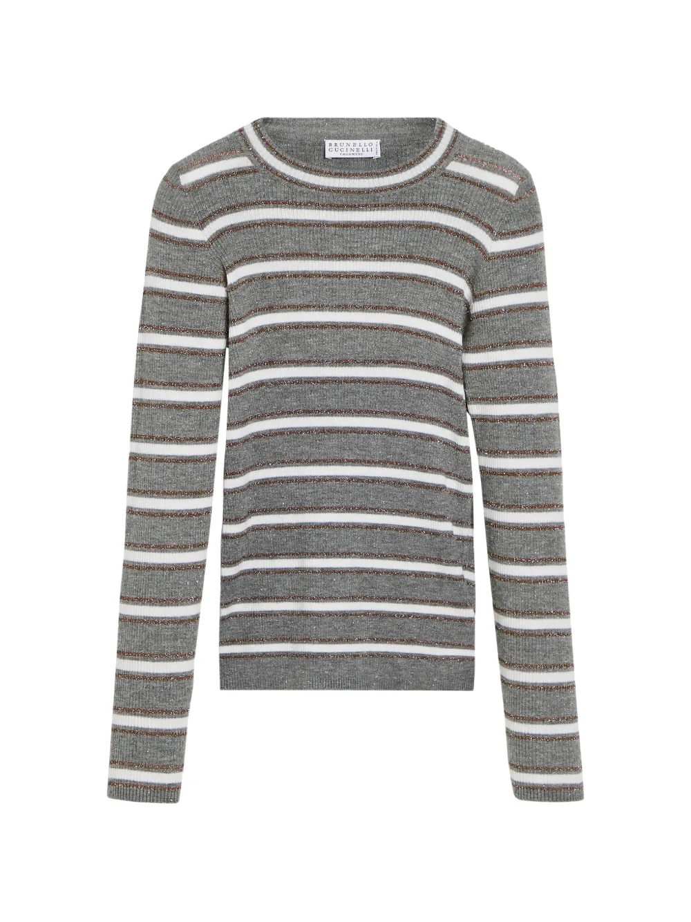 Brunello Cucinelli Kids Gerippter Pullover mit Streifen - Grau