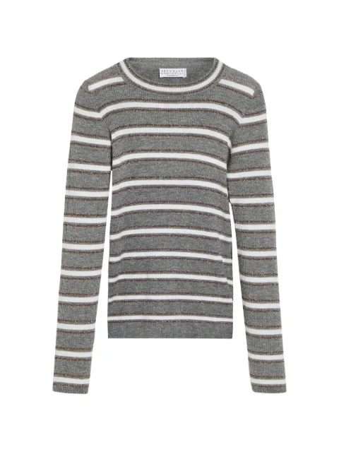 Brunello Cucinelli Kids suéter de cachemira brillante a rayas