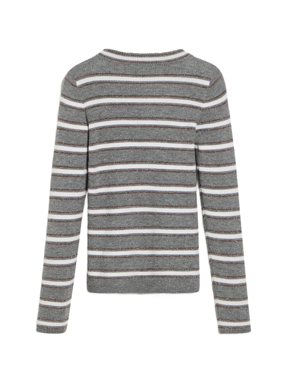 Brunello Cucinelli Kids Geribbelde lichtgewicht trui van kasjmier met strepen Grijs