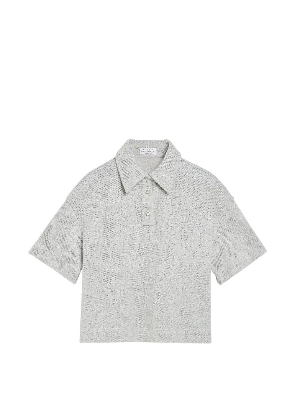 Brunello Cucinelli Kids Jersey Poloshirt aus funkelnder Schurwolle und Kaschmir - Grau