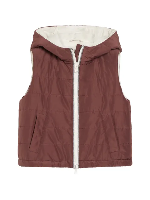 Brunello Cucinelli Kids chaleco de tafetán con capucha y acolchado Thermore®