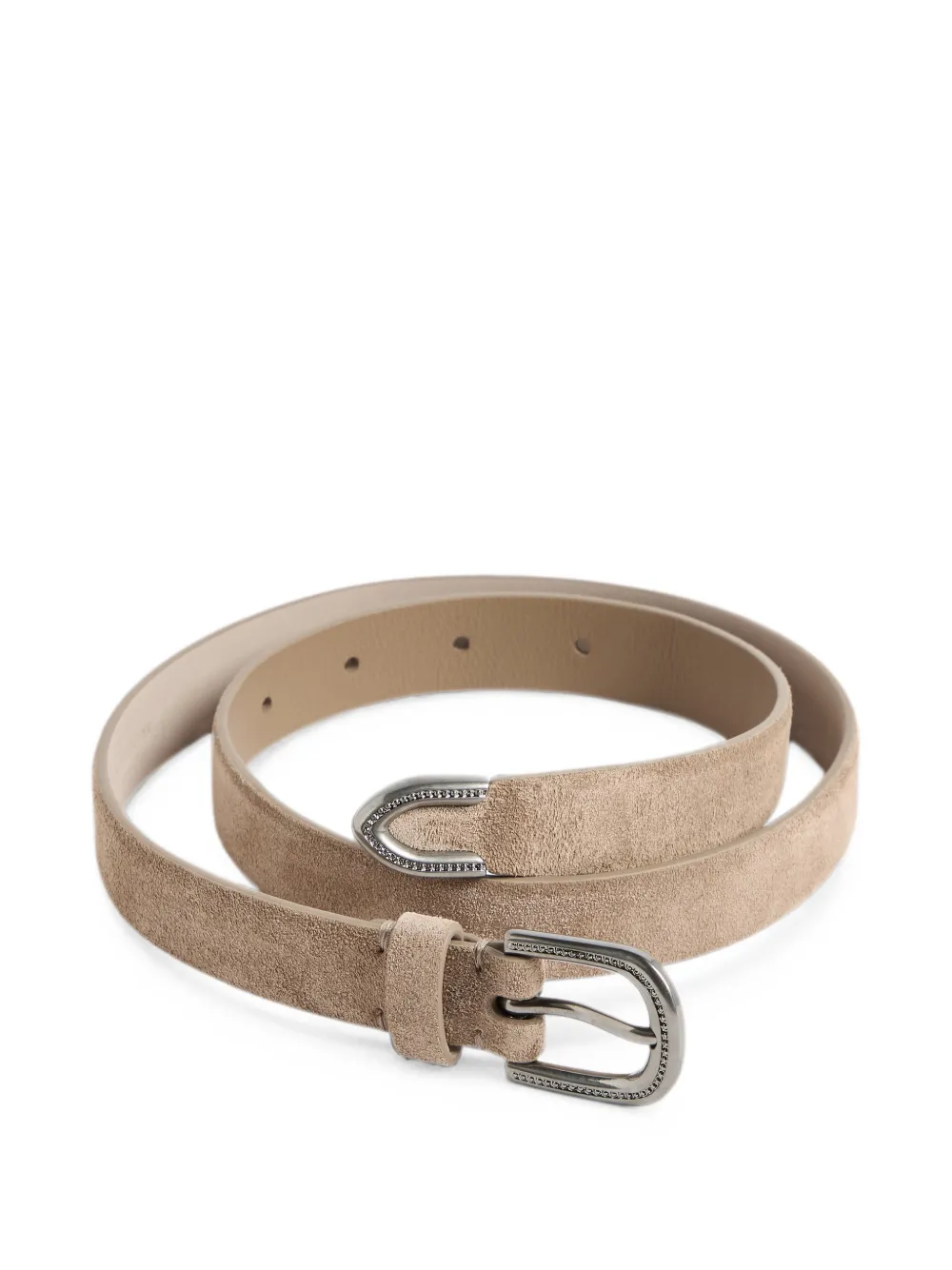 Brunello Cucinelli Kids Suède riem met monili-verfraaiing Beige