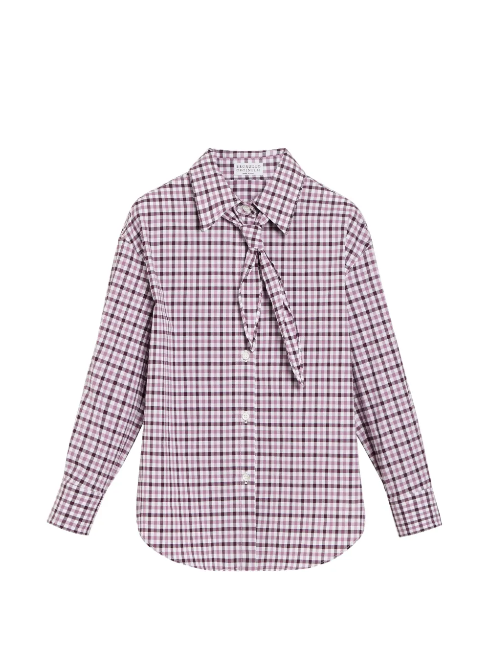Brunello Cucinelli Kids Kariertes Popeline-Hemd mit Krawatte - Rosa