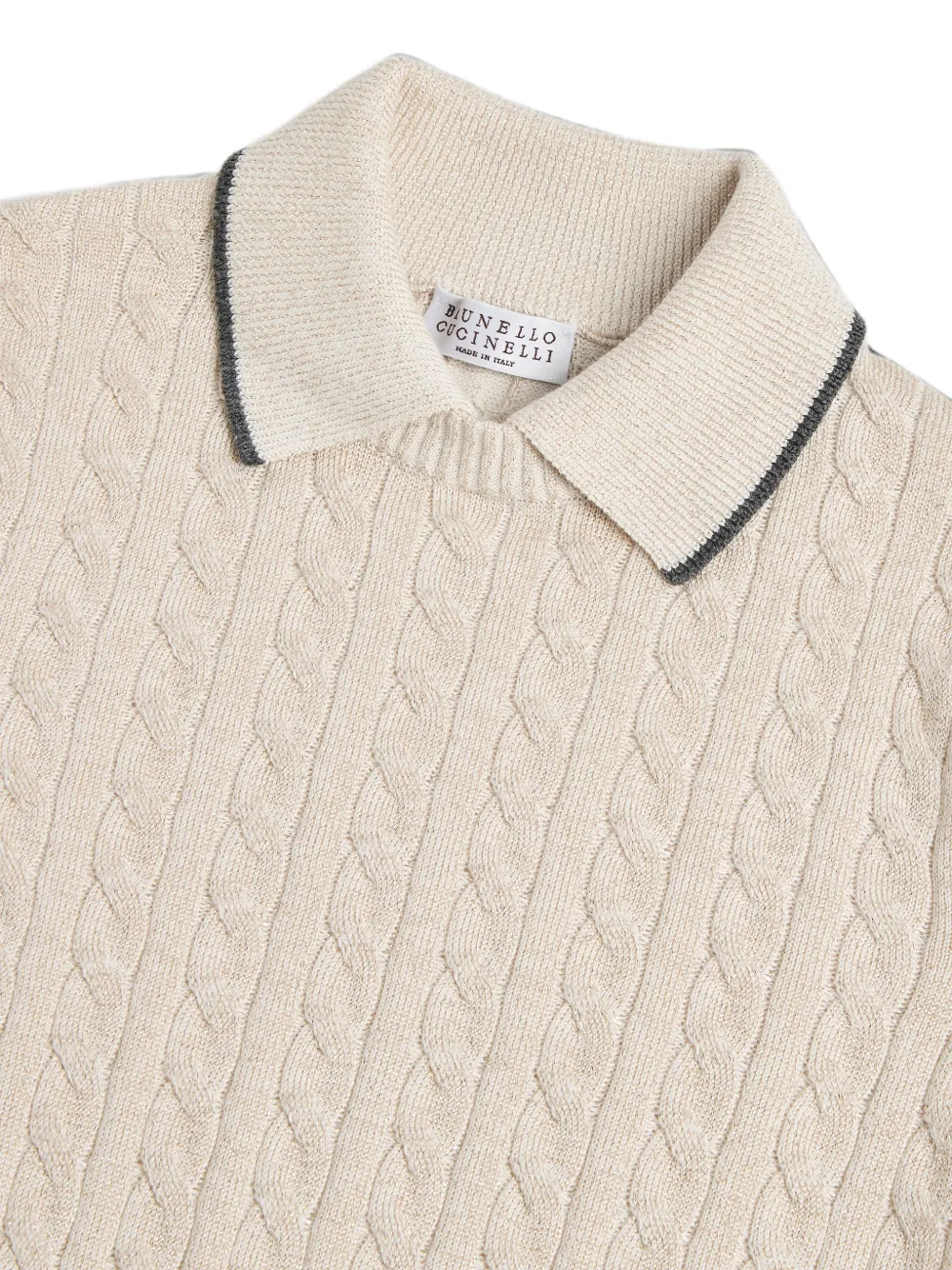 Brunello Cucinelli Kids Sparkling cable-knit layered-effect sweater Beige