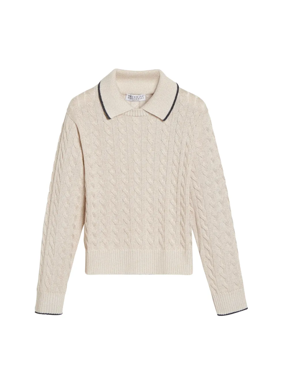 Brunello Cucinelli Kids Sparkling cable-knit layered-effect sweater - Toni neutri
