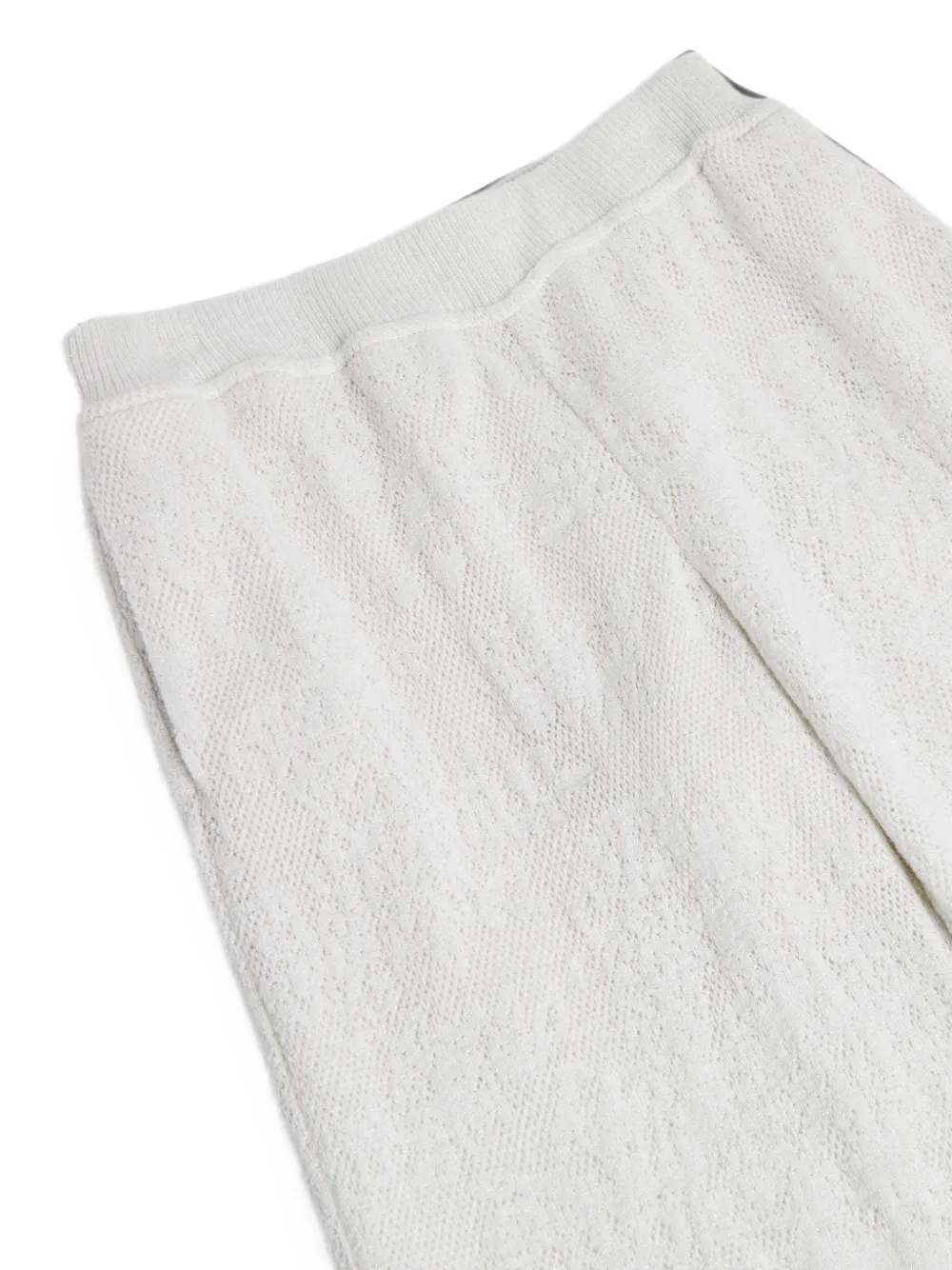 Brunello Cucinelli Kids Jersey trainingsbroek van scheerwol en kasjmier met bloemenkant Wit