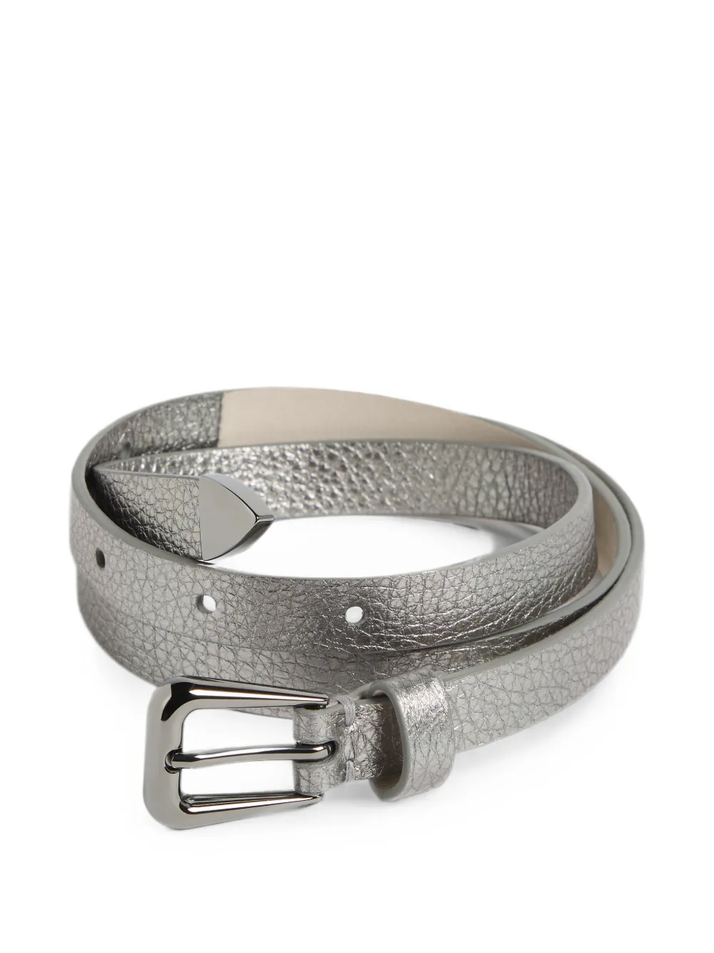 Brunello Cucinelli Kids Lamé riem van bewerkt kalfsleer Zilver