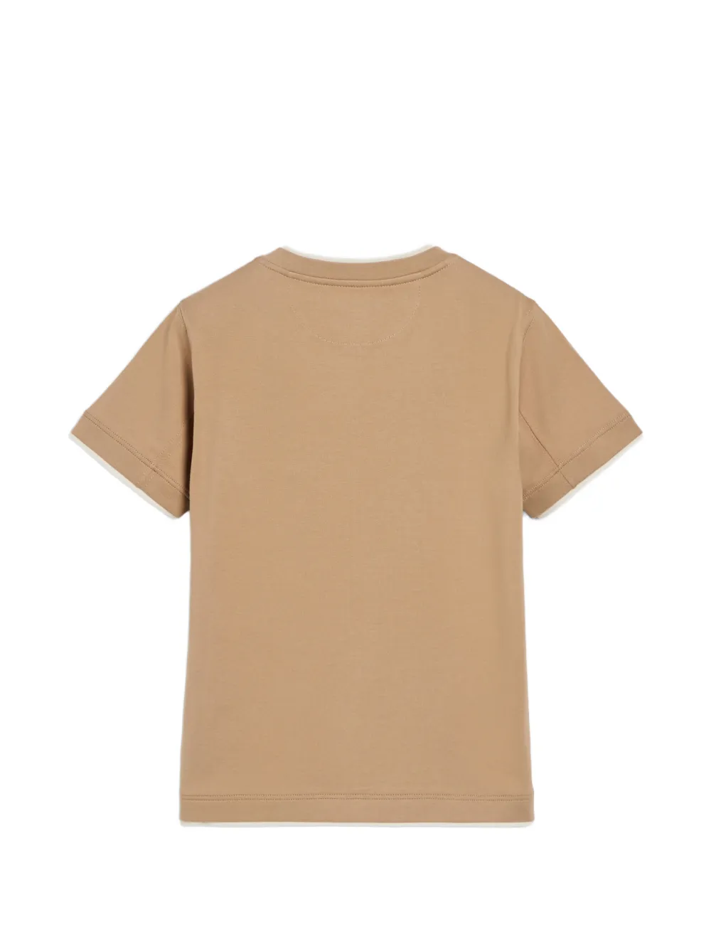 Brunello Cucinelli Kids Katoenen jersey T-shirt met imitatielaag Beige