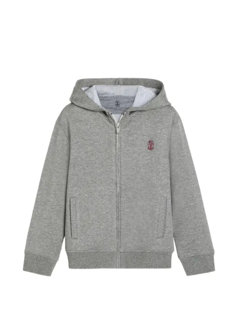 Brunello Cucinelli Kids hoodie zippé à logo brodé