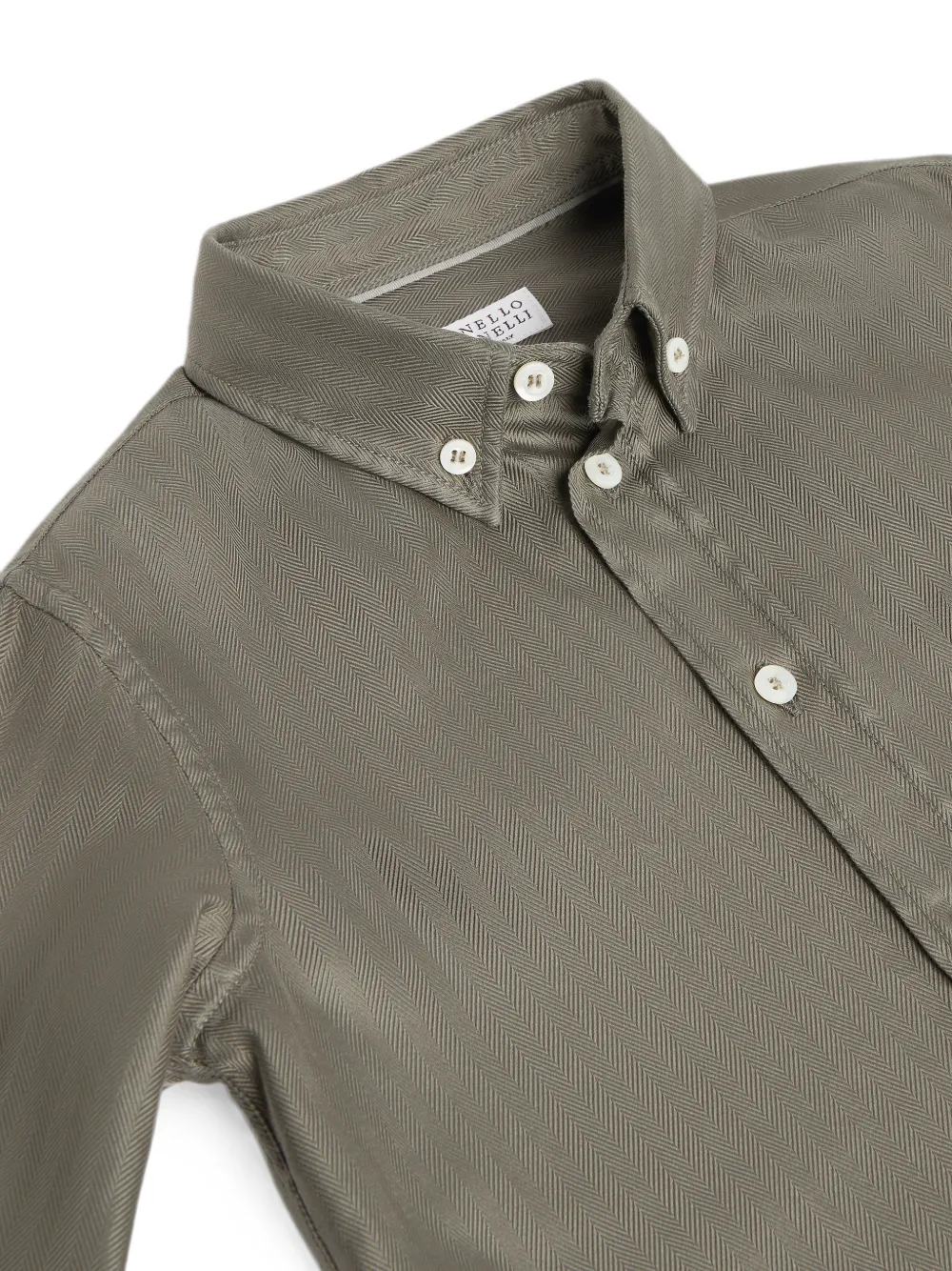 Brunello Cucinelli Kids Katoenen shirt chevron-streep en button-down kraag Groen