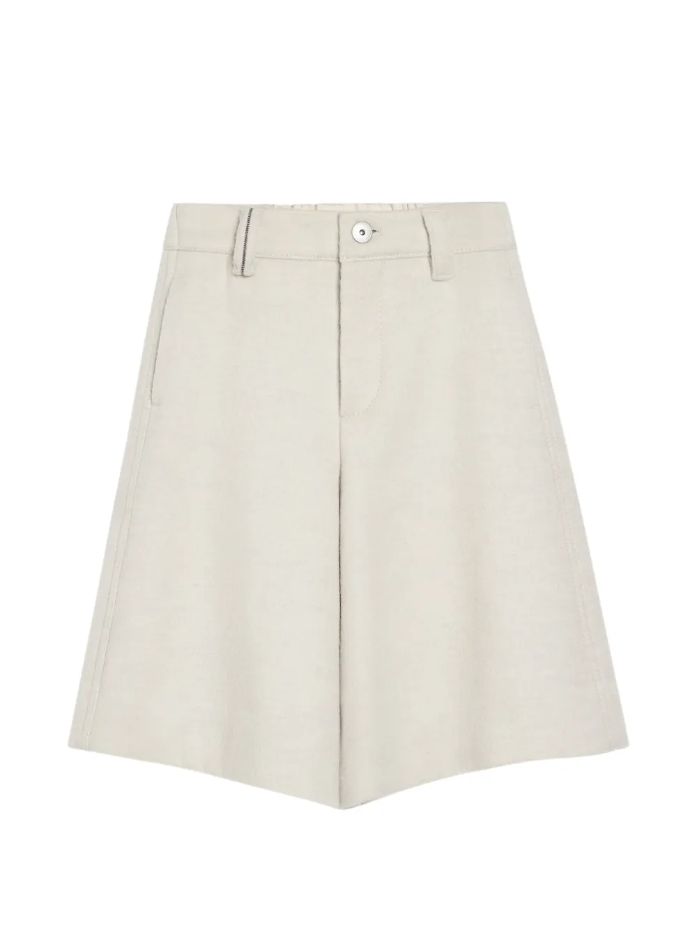 Brunello Cucinelli Kids Lange Bermudas aus Schurwolle mit Monili-Detail - Nude