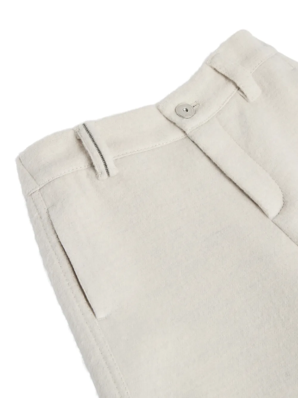 Brunello Cucinelli Kids Bermuda shorts van scheerwol met Monili-verfraaiing Beige