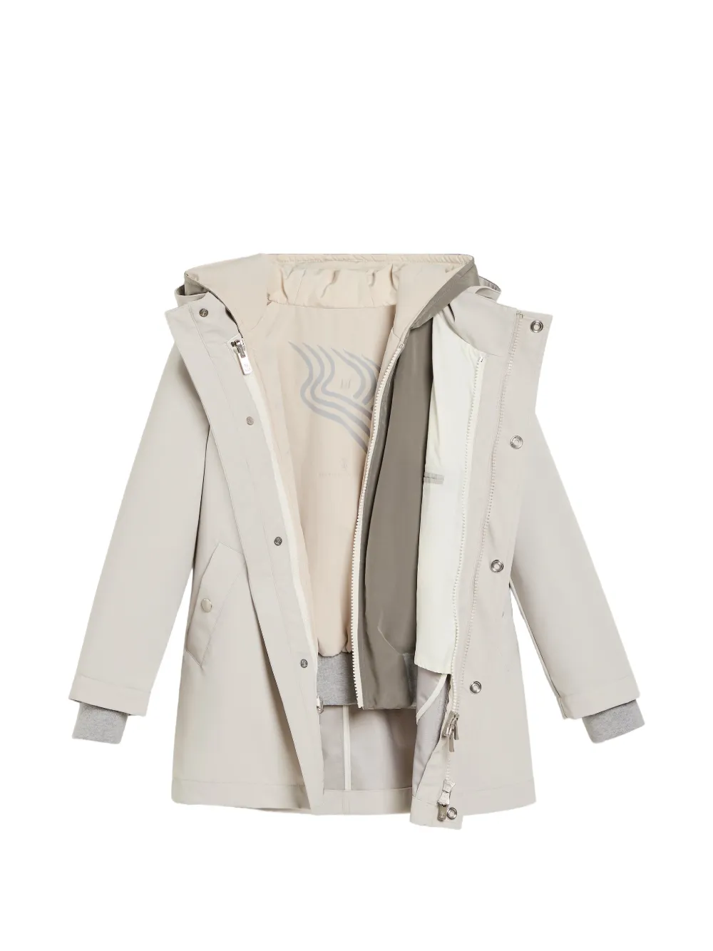 Brunello Cucinelli Kids Taffeta parka met Thermore vulling Beige