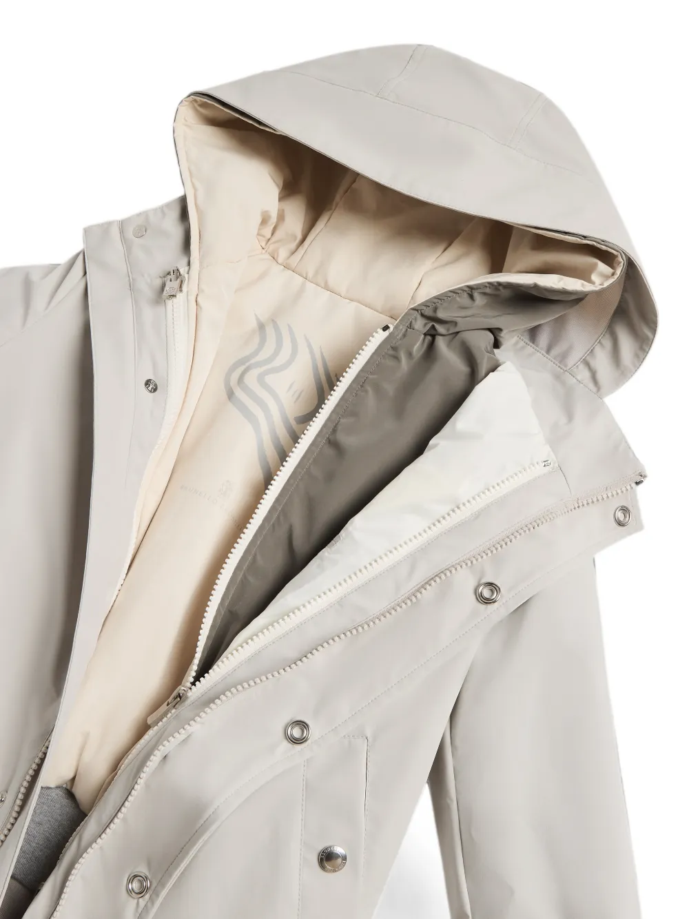 Brunello Cucinelli Kids Taffeta parka met Thermore vulling Beige