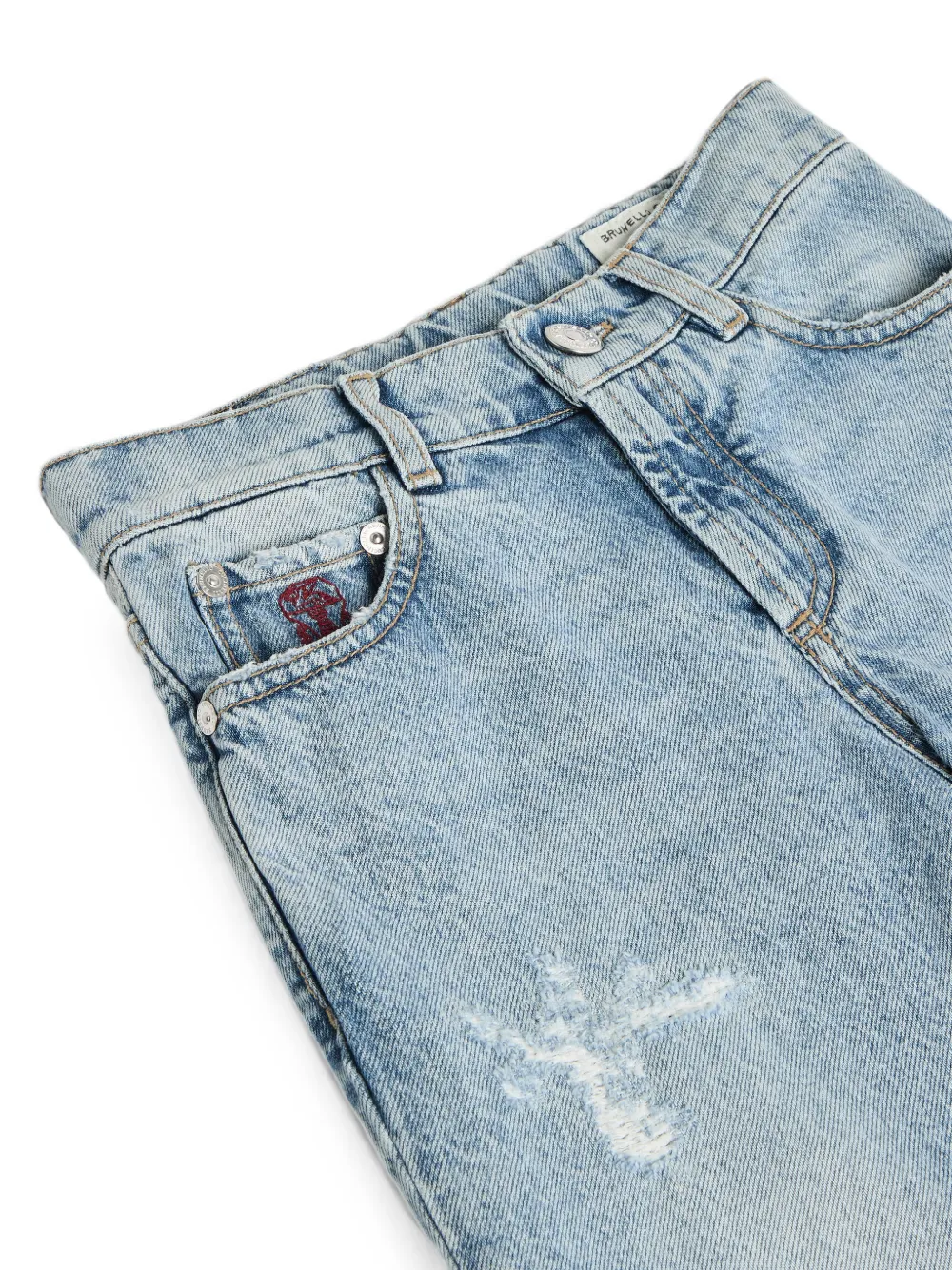 Brunello Cucinelli Kids Jeans met gerafelde afwerking en vijf zakken Blauw