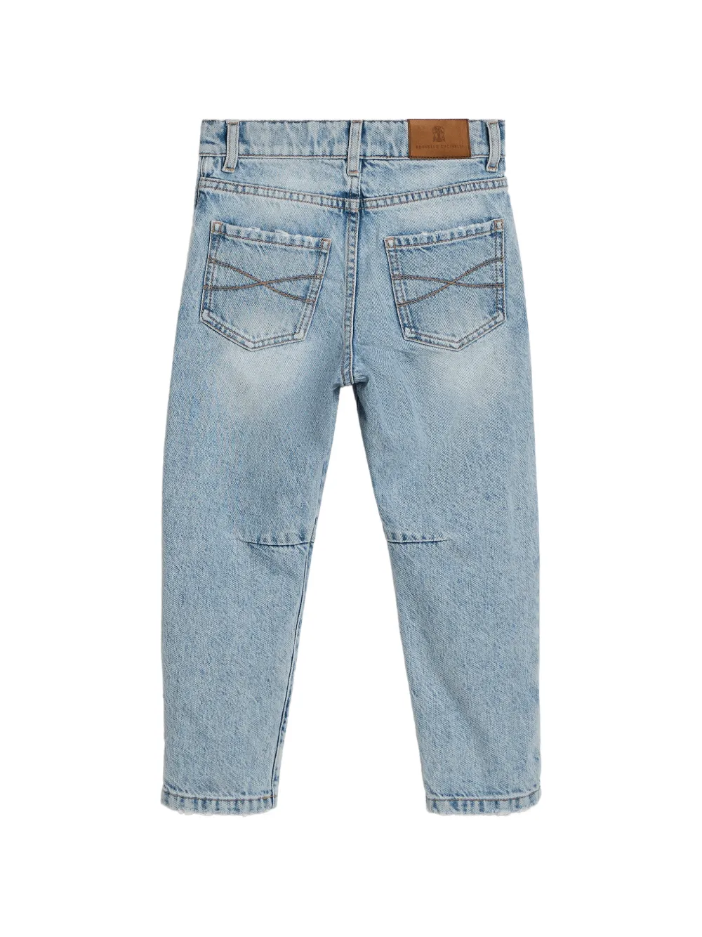 Brunello Cucinelli Kids Jeans met gerafelde afwerking en vijf zakken Blauw