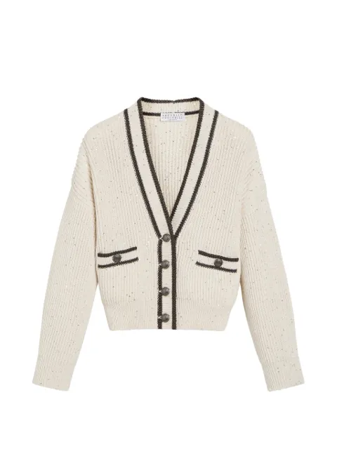 Brunello Cucinelli Kids cotton diamond yarn rib-knit cardigan
